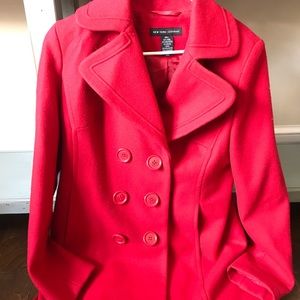 Red long peacoat